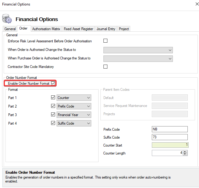 EnableOrderNumberFormat
