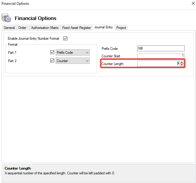 JournalEntryCounterLength