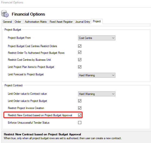 RestrictNewContractBasedonProjectBudgetApproval