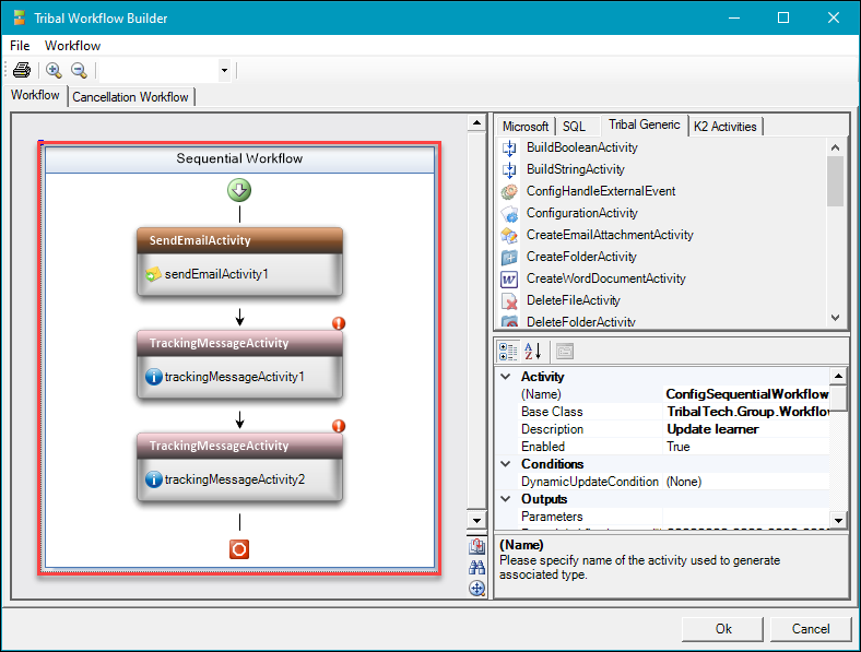 Activities added to the Sequential Workflow container