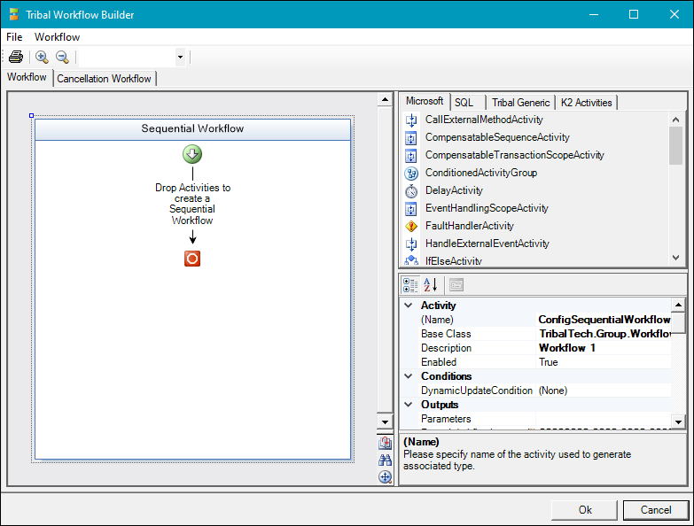 Tribal Workflow Builder screen