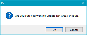 Update net area schedule confirmation window