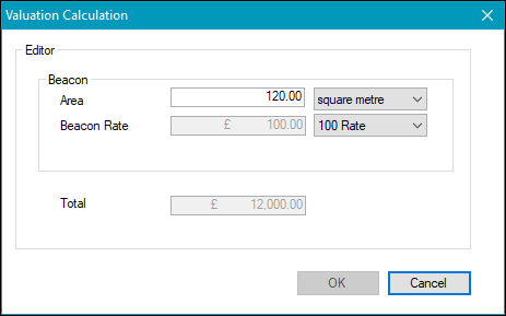 Valuation Calculation window