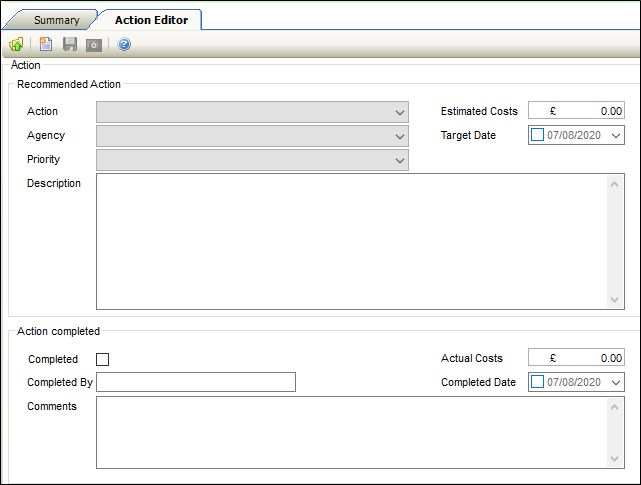 Action Editor tab