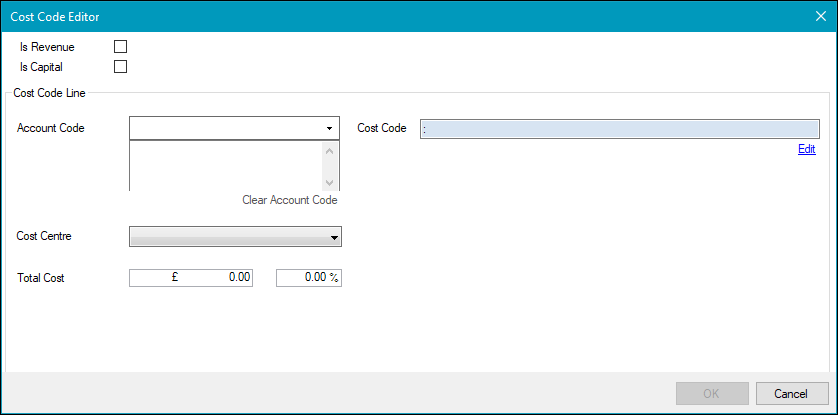 Cost Code Editor