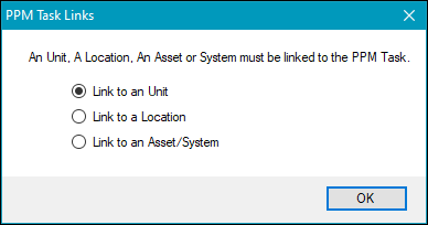 PPM Task Links window