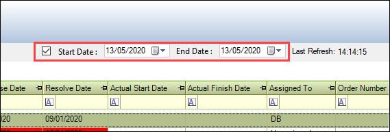 Start Date and End Date fields