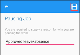 Save pausing job reason