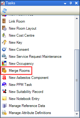 Merge Rooms option in the Tasks panel