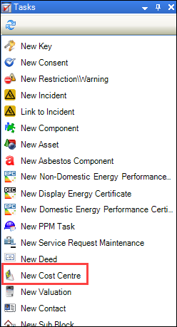 New Cost Centre option