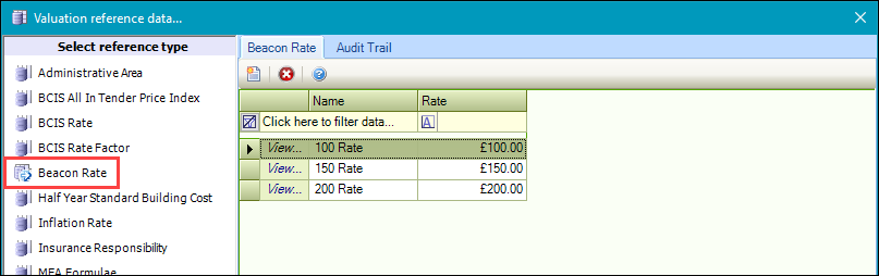 Beacon Rate reference data