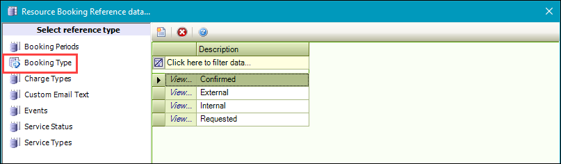 Booking Type reference data