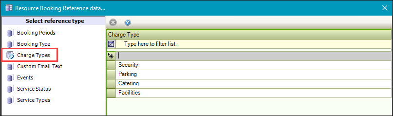 Charge Types reference data