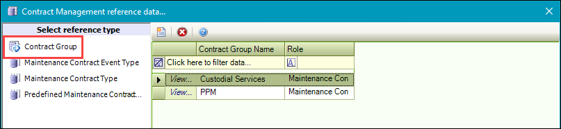 Contract Group reference data