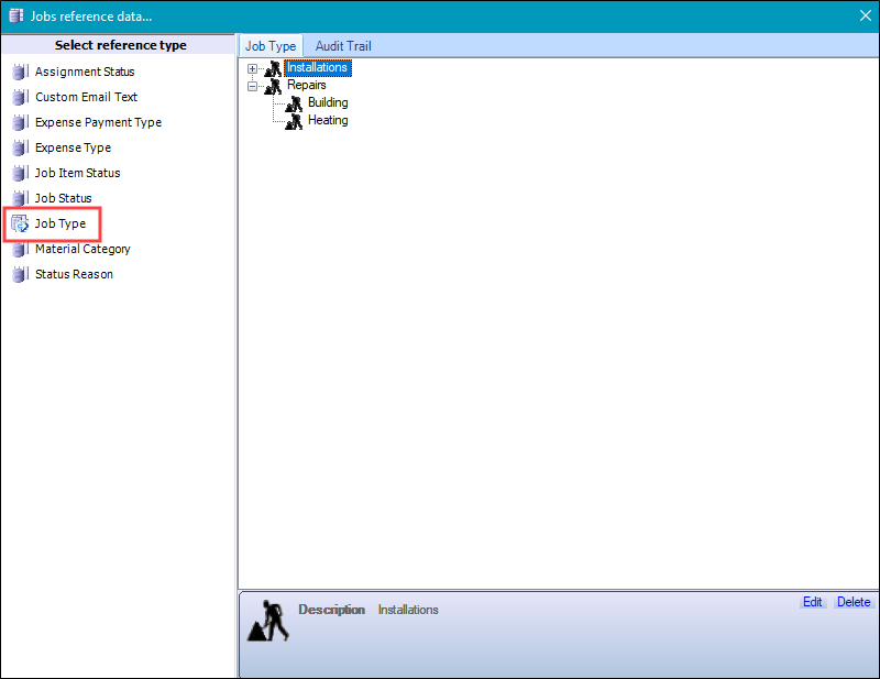 Job Type reference data