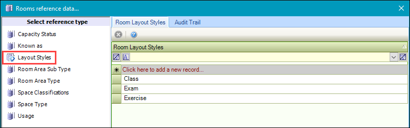 Layout Styles reference data