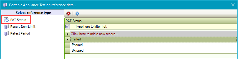 PAT Status reference data