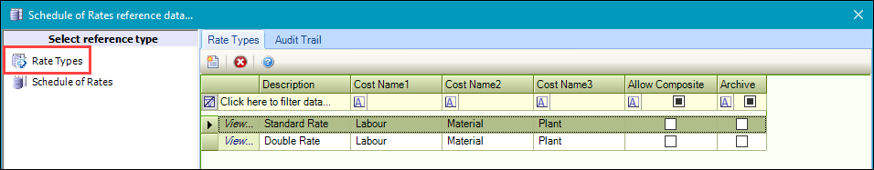 Rate Types reference data