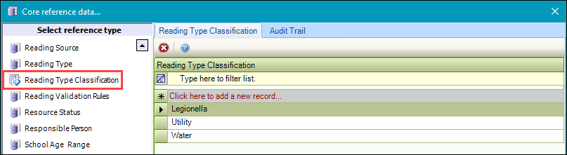 Reading Type Classification reference data