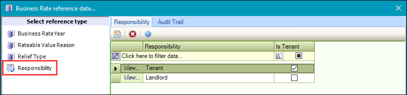 Responsibility reference data