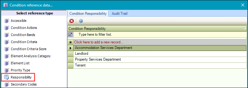 Responsibility reference data