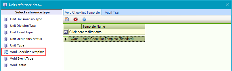 Void Checklist Template reference data