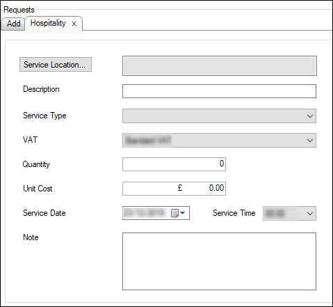 Hospitality tab