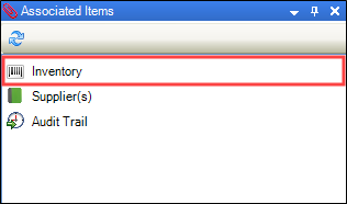 Inventory option in the Associated Items panel