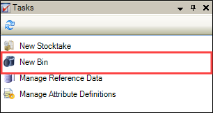 New Bin Tasks panel