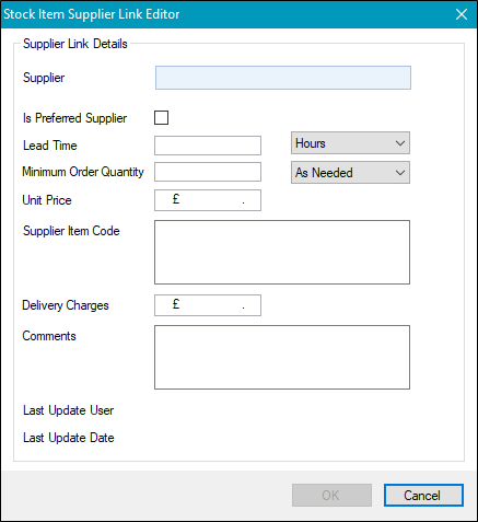 Stock Item Supplier Link Editor