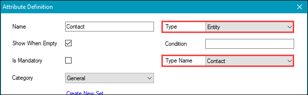 Entity and Type Name fields