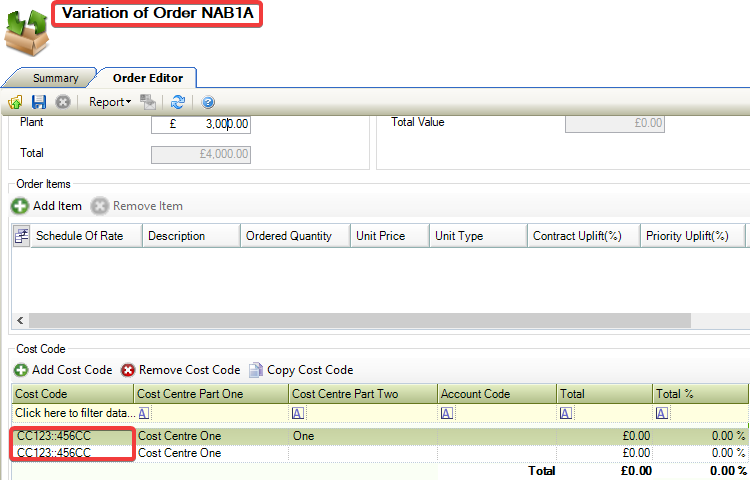 DuplicateCostCodesVariationOrder