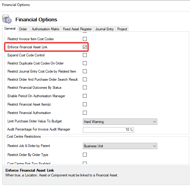 EnforceFinancialAssetLinkSetting