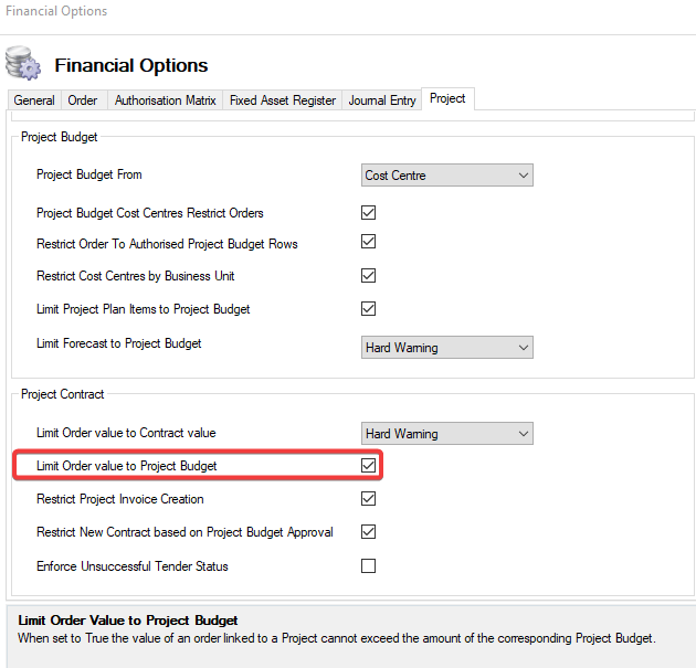 LimitOrderValuetoProjectBudget