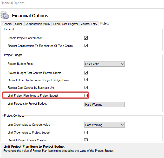 LimitProjectPlanItemstoProjectBudget