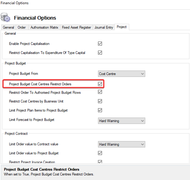 ProjectBudgetCostCentresRestrictOrders
