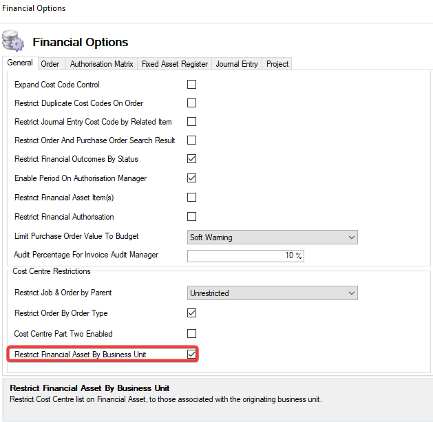 RestrictFinancialAssetByBusinessUnitSetting