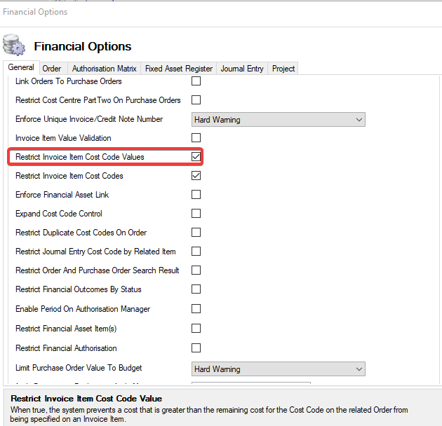 RestrictInvoiceItemCostCodeValues