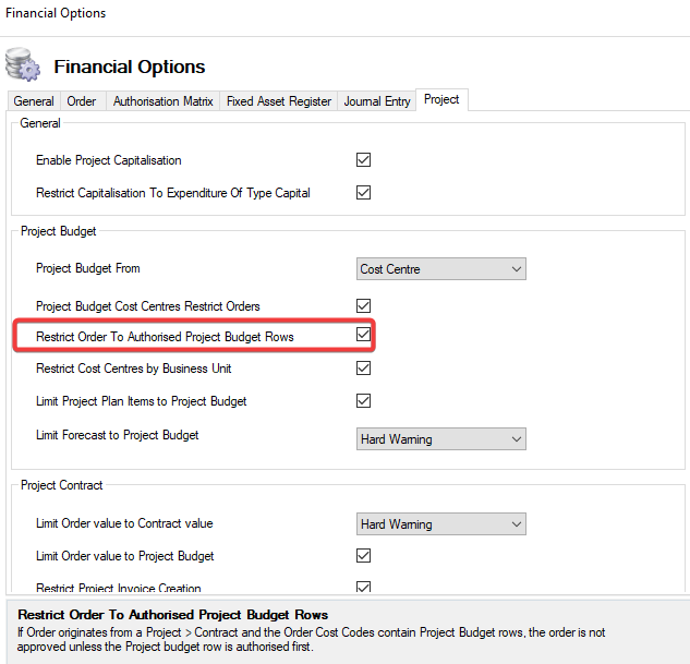 RestrictOrderToAuthorisedProjectBudgetRows