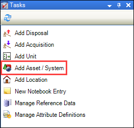 Add Asset/System option