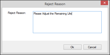 Reject Reason window