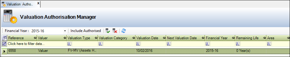 Valuation Authorisation Manager