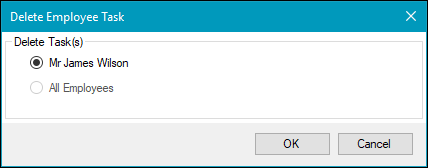 Delete Employee Task window