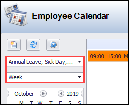 Drop-downs for customising the calendar