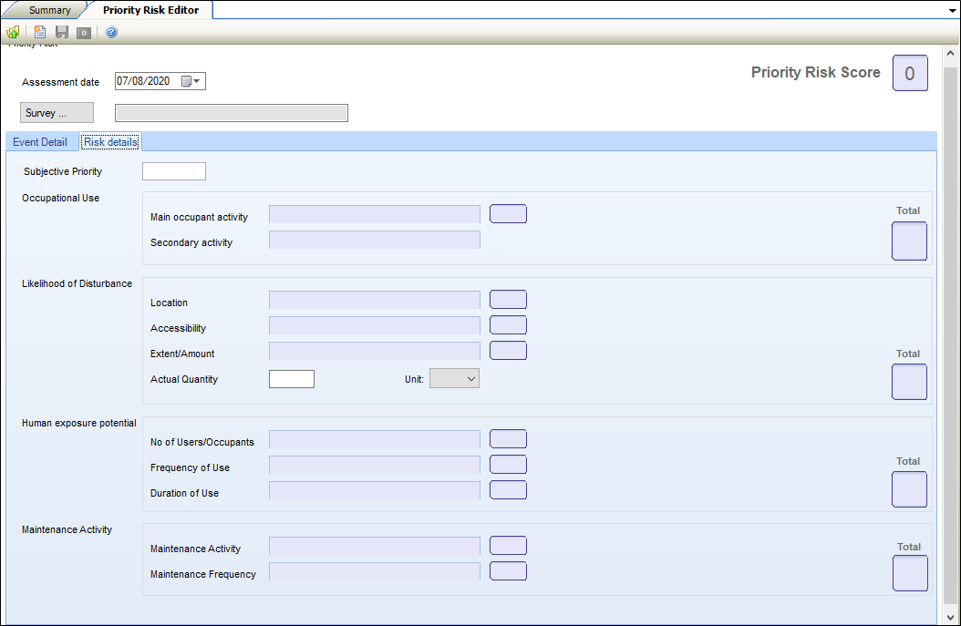 Risk Details tab