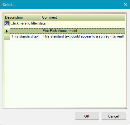 Assessment Details Select window