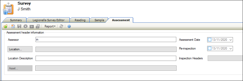 Assessment tab