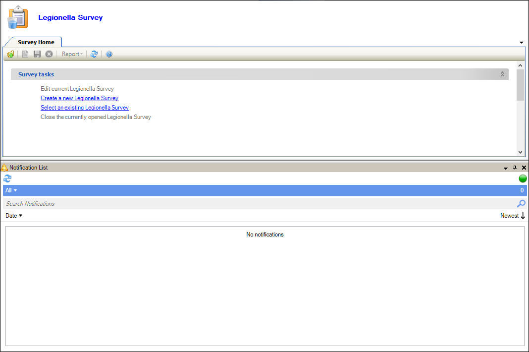 Legionella Survey screen