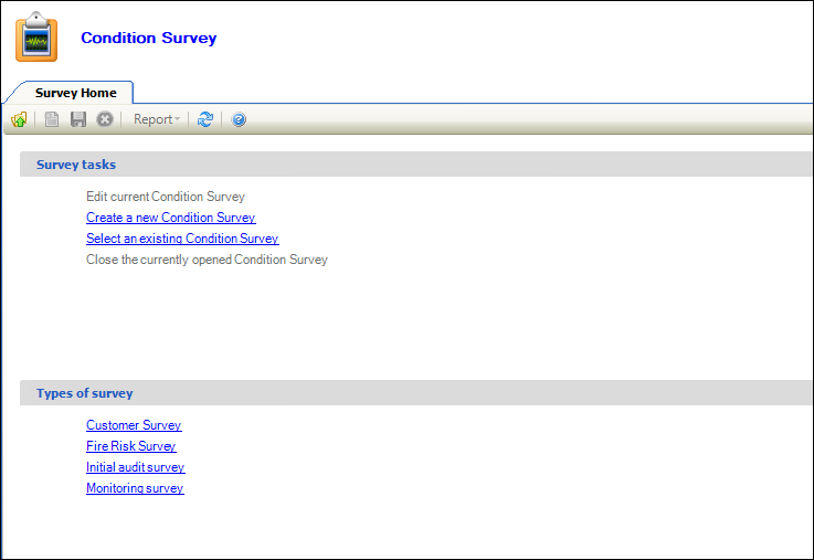 Condition Survey screen