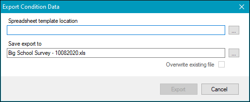 Export Condition Data window